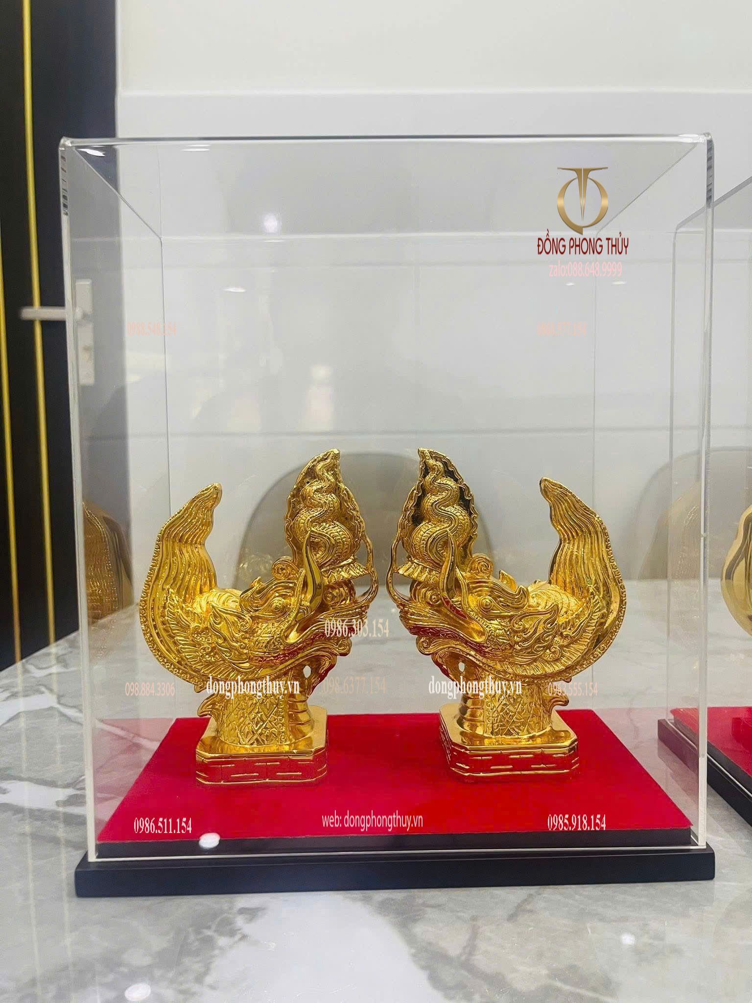 Đầu rồng thời lý bằng đồng mạ vàng 24k