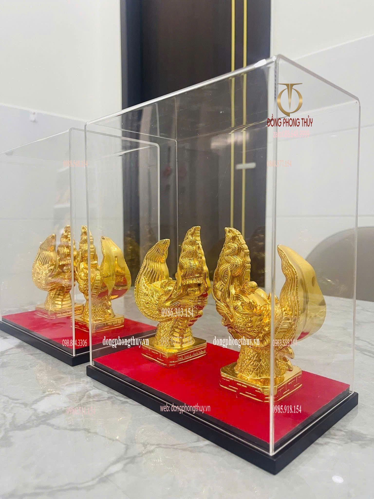 Đầu rồng thời lý bằng đồng mạ vàng 24k