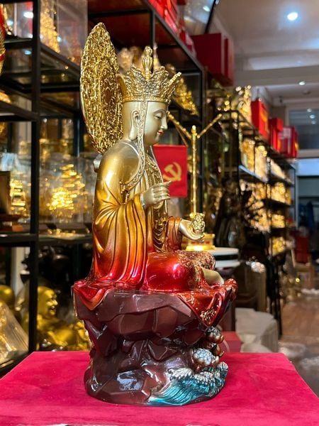 Tượng phật Địa Tạng Vương Bồ Tát bằng đồng cao 38cm màu sắc độc quyền chỉ có tại Phật Gia Quỳnh Trang