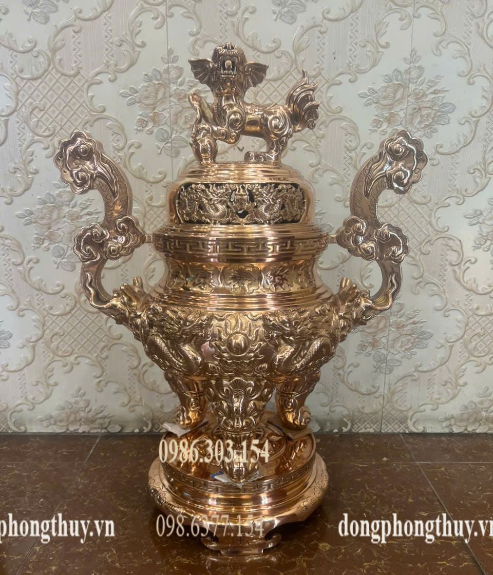 Bộ đỉnh đồng đỏ ngũ sự 65cm 48kg