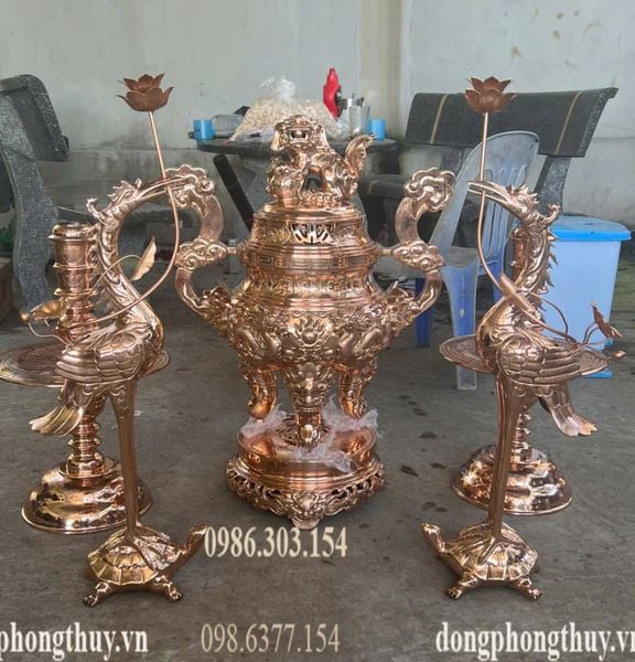 Bộ đỉnh đồng đỏ 70cm 62kg