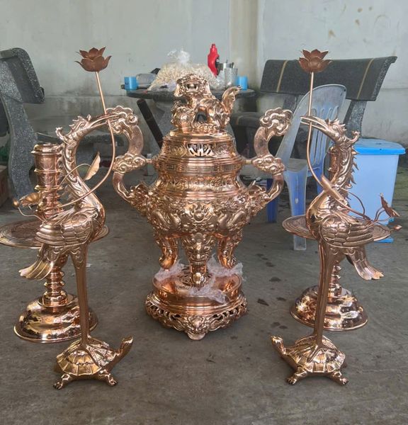 Bộ đỉnh đồng đỏ 70cm 62kg