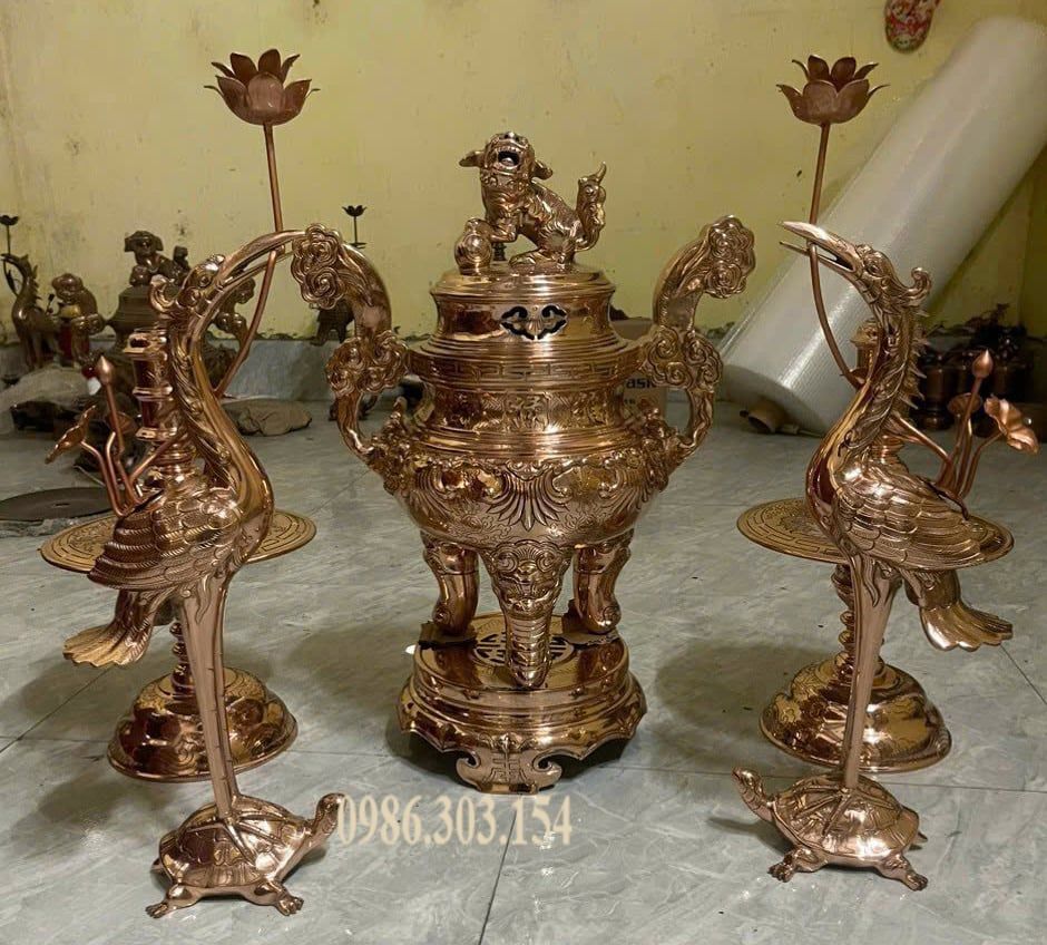 Bộ ngũ sự đồng đỏ hoa sòi 50-60-70cm