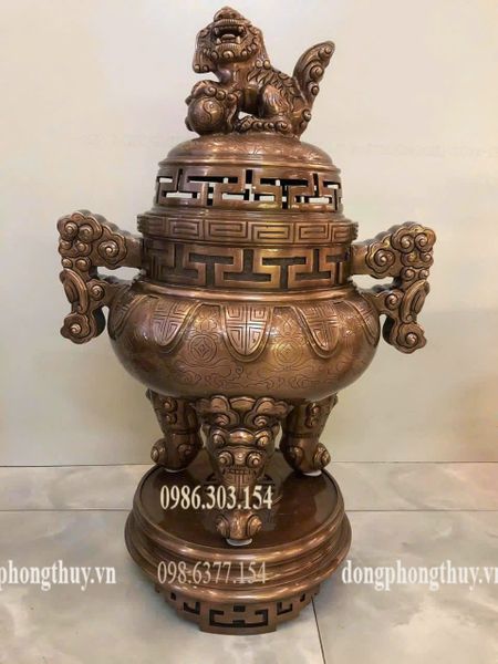 Bộ đỉnh đồng đỏ tai cui ngũ sự 60-70cm