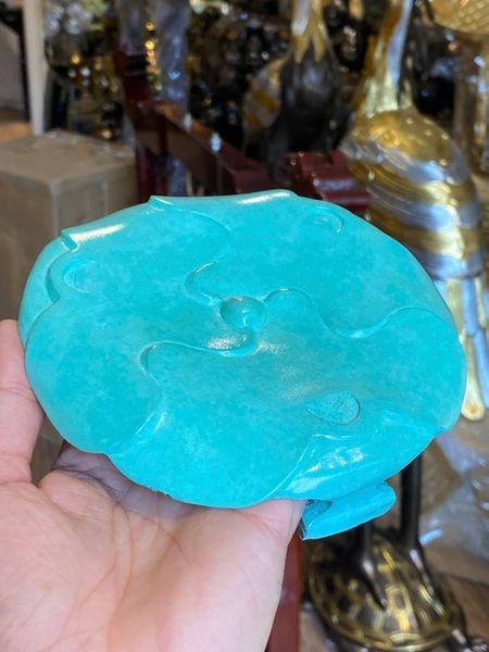 Lư đốt trầm bằng đồng patina xanh ngọc lục bích