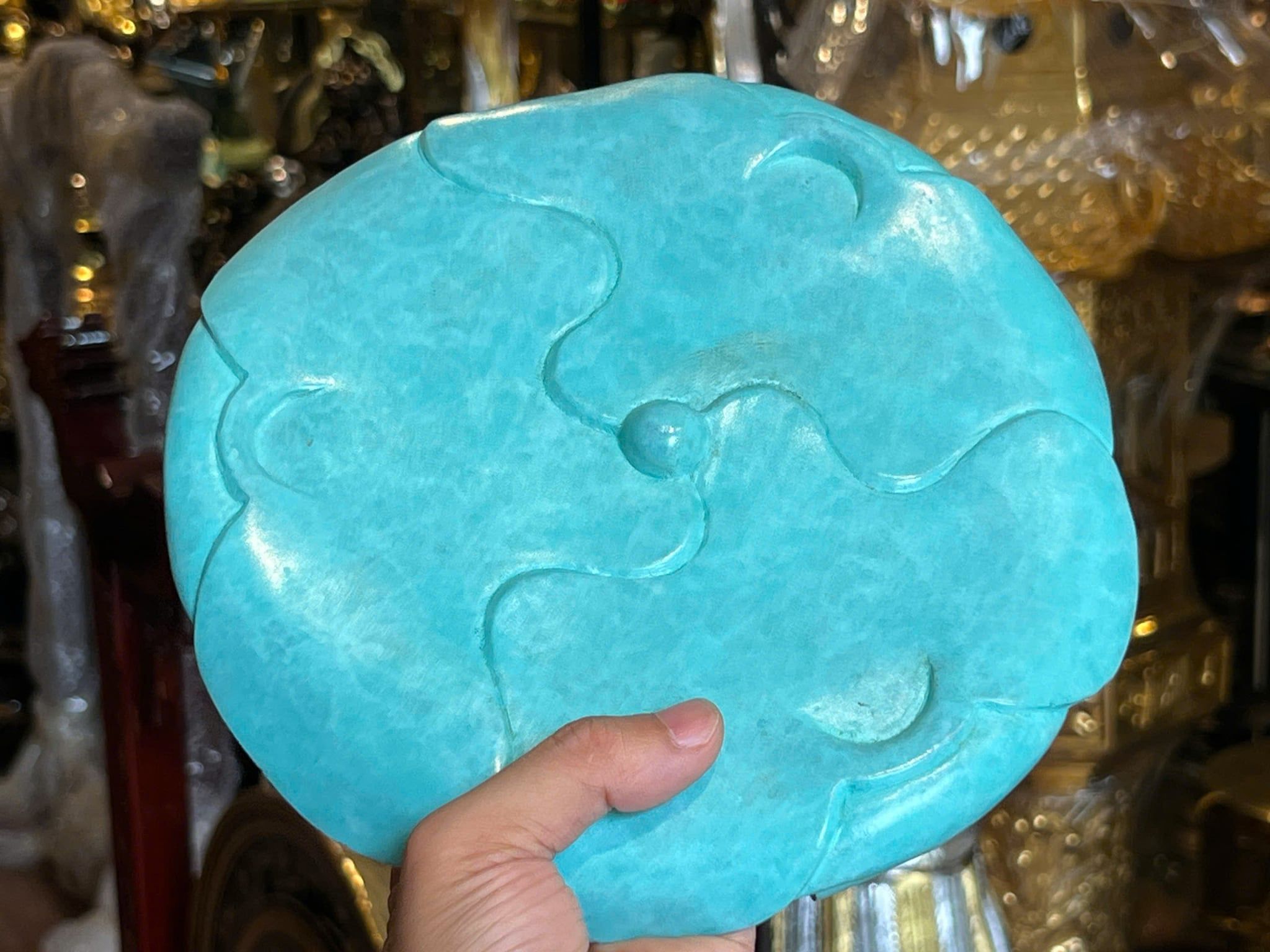 Đỉnh đốt trầm bằng đồng patina xanh ngọc lục bích
