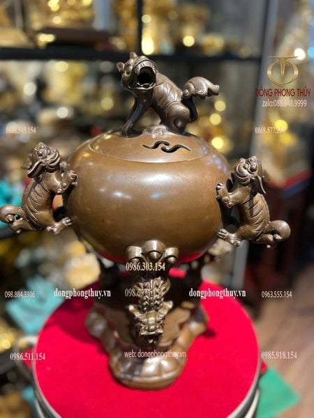 Lư đốt trầm Thất lân 40cm nặng 8kg màu da lươn