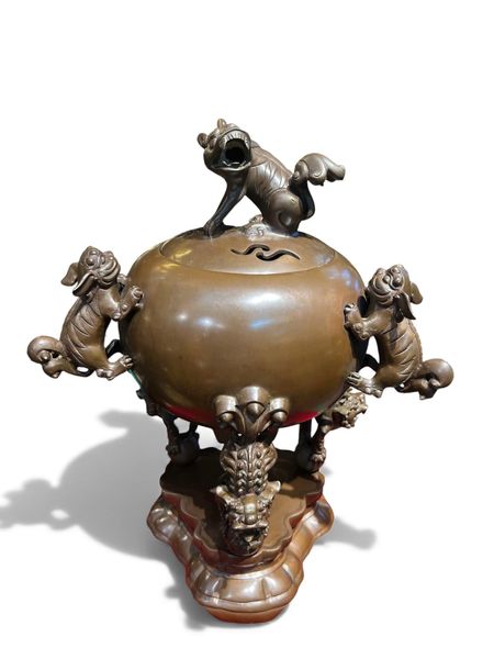 Lư đốt trầm Thất lân 40cm nặng 8kg màu da lươn