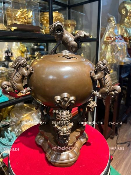 Lư đốt trầm Thất lân 40cm nặng 8kg màu da lươn