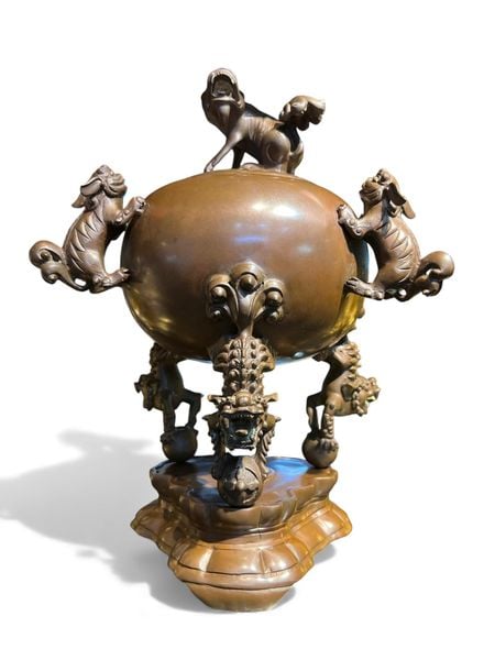 Lư đốt trầm Thất lân 40cm nặng 8kg màu da lươn