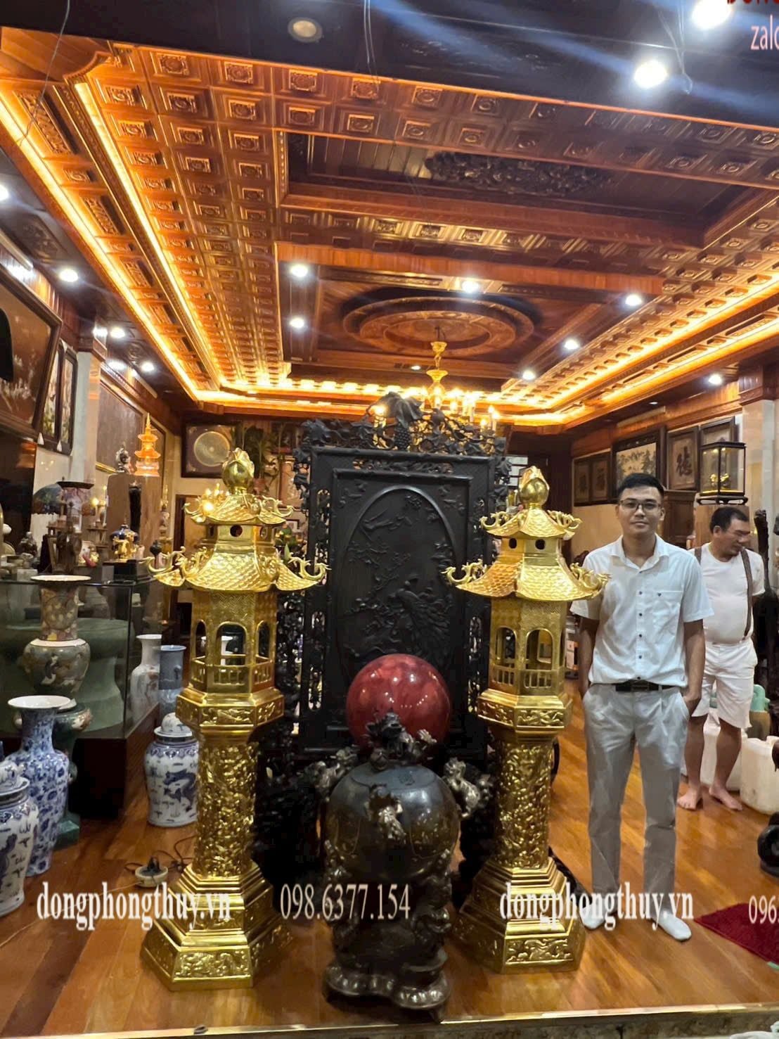 Đôi đèn 1m73 dát vàng 24k