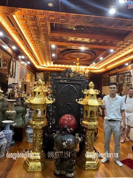 Đôi đèn 1m73 dát vàng 24k