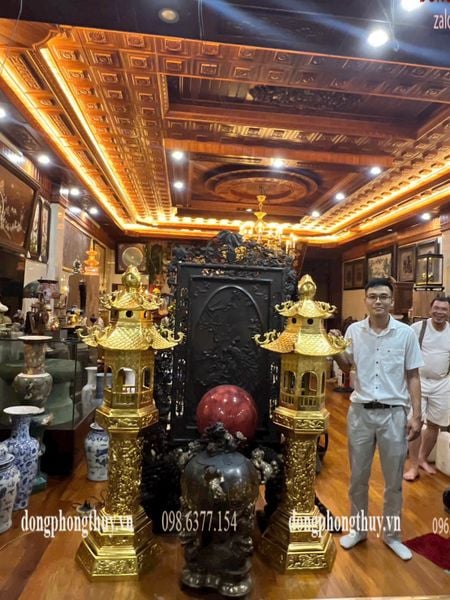 Đôi đèn 1m73 dát vàng 24k