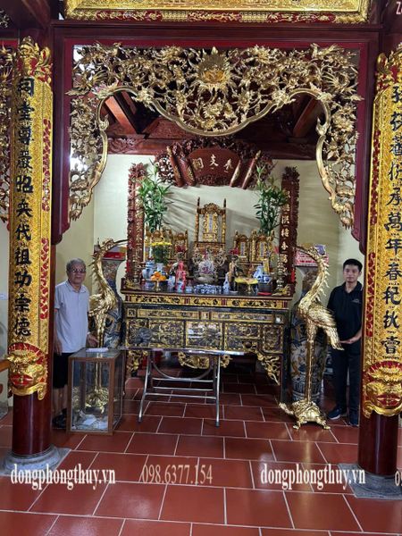 Đôi hạc đồng đỏ dát vàng