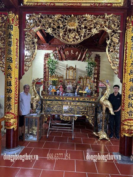 Đôi hạc đồng đỏ dát vàng