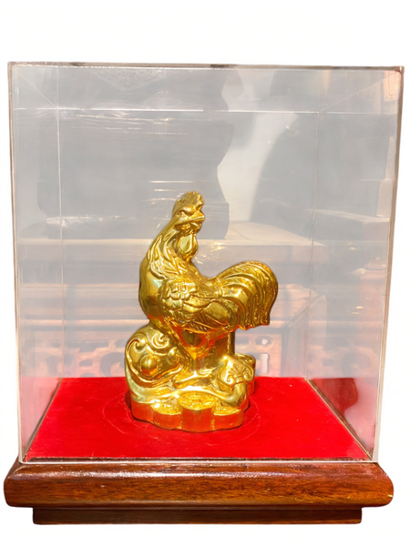 Quà tặng sếp: Tượng gà bằng đồng mạ vàng 24k
