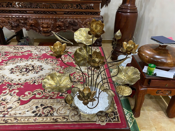 Chậu hoa sen đồng 15 cành cao 55cm