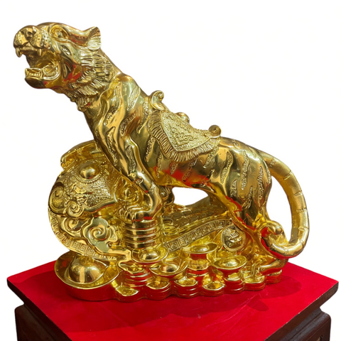 Quà tặng mạ vàng: tượng hổ mạ vàng như ý dát vàng 24k