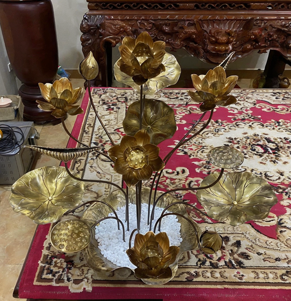 Chậu hoa sen đồng 15 cành cao 55cm