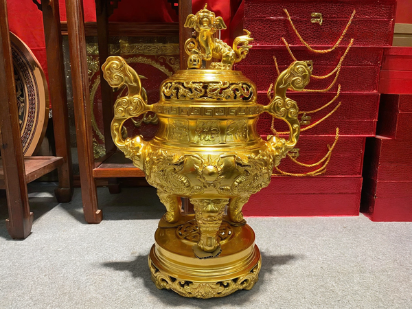 Đỉnh đồng cao 50cm dát vàng 24k