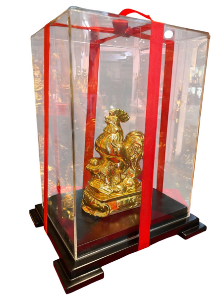 Tượng gà phong thủy thếp vàng 24k