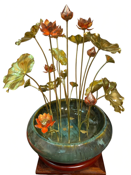 chậu hoa sen bằng đồng 20 cành cao 60cm