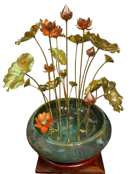 chậu hoa sen bằng đồng 20 cành cao 60cm