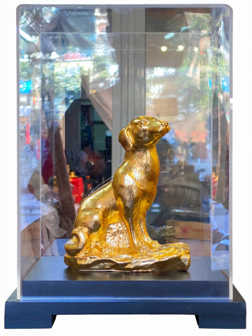 Quà tặng sếp nam nữ: Tượng chó phong thủy mạ vàng 24k