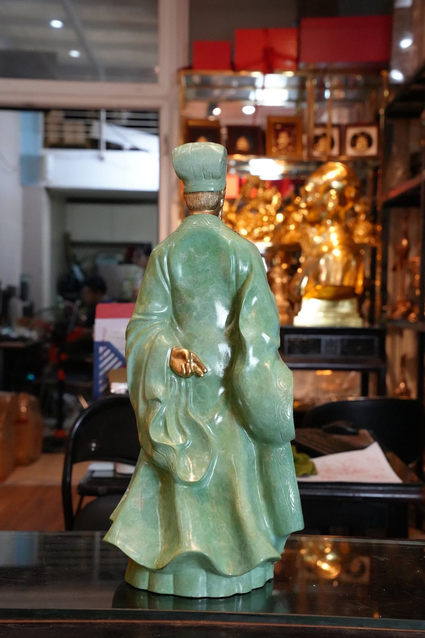 Tượng Khổng Minh Gia Cát Lượng bằng đồng patina