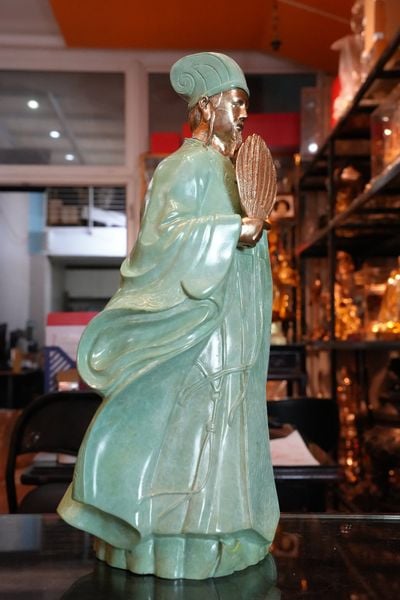 Tượng Khổng Minh Gia Cát Lượng bằng đồng patina