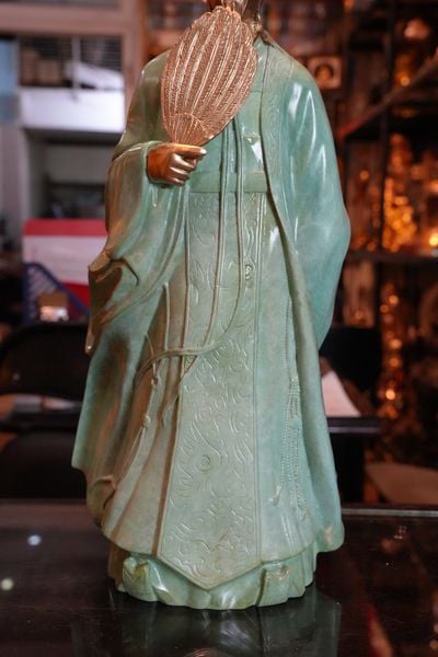 Tượng Khổng Minh Gia Cát Lượng bằng đồng patina