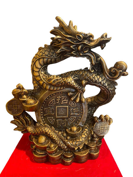 Tượng rồng phong thủy cuộn tiền cao 40 nặng 11kg
