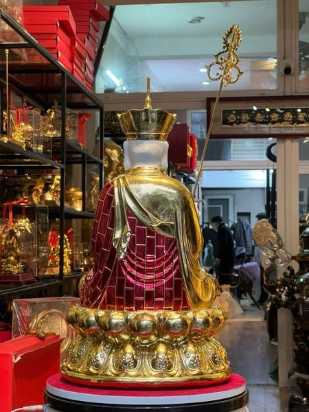 Tượng địa tạng vương bồ tát cao 50cm 15kg  bằng đồng, màu thủ công vẽ gấm diện