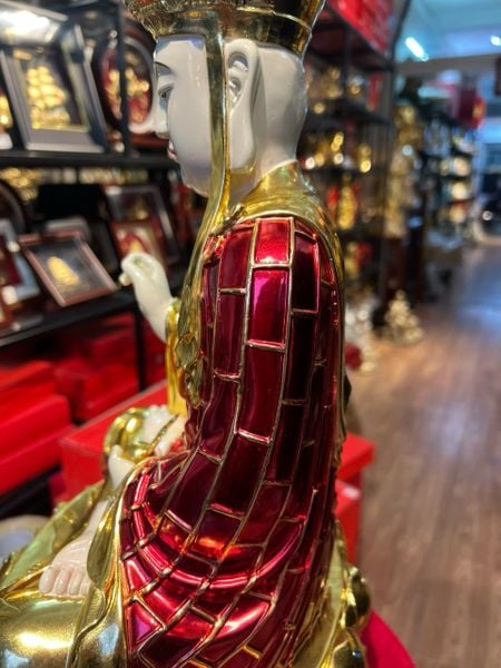 Tượng địa tạng vương bồ tát cao 50cm 15kg  bằng đồng, màu thủ công vẽ gấm diện