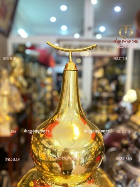 Hồ lô phong thủy bằng đồng dát vàng nano