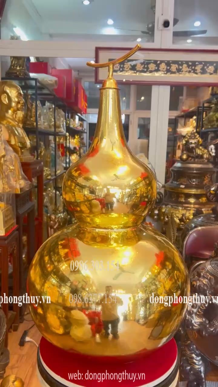 Hồ lô phong thủy bằng đồng dát vàng