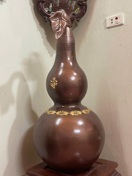 Hồ lô đồng đỏ dát điểm vàng 24k cao 88cm nặng 50kg