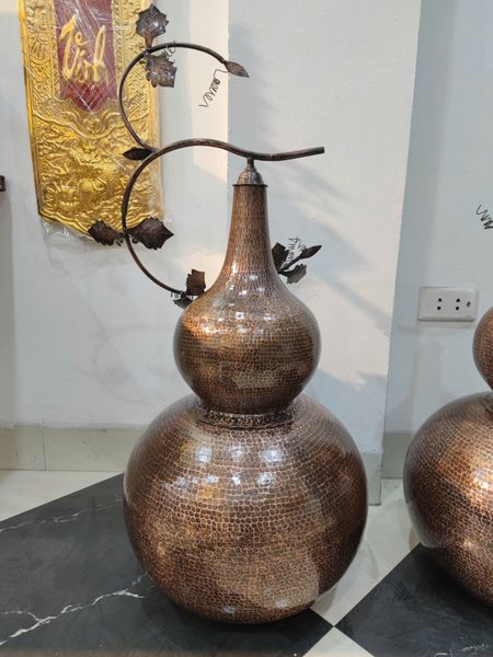 Hồ lô phong thủy bằng đồng đỏ gò thủ công Cao 81 đến đỉnh, cao 60 tới nắp đk 40