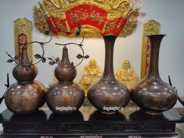 Hồ lô phong thủy bằng đồng đỏ gò thủ công Cao 81 đến đỉnh, cao 60 tới nắp đk 40