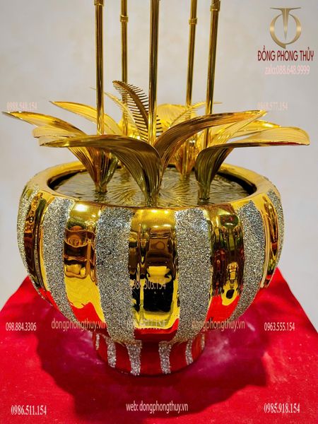 Chậu hoa lan mạ vàng 24k 5 cành cao 55cm