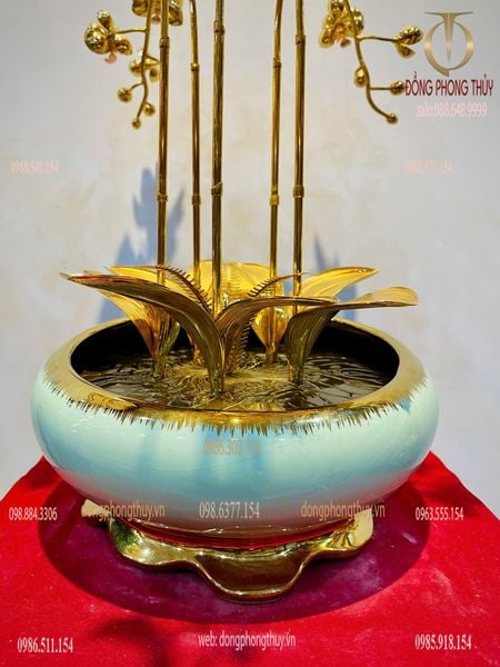 Chậu lan mạ vàng 24k trơn 5 cành Cao 50cm