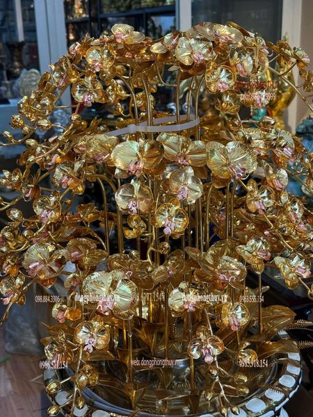 Chậu hoa lan bằng đồng mạ vàng 24k