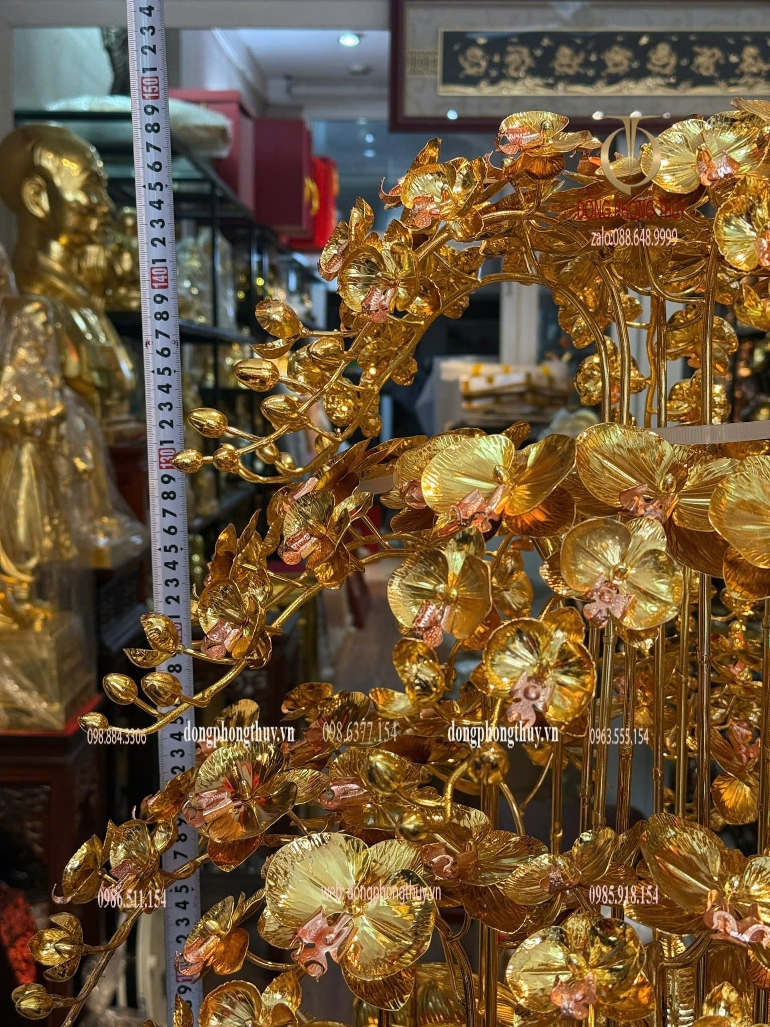 Chậu hoa lan bằng đồng mạ vàng 24k