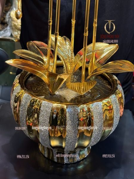 Chậu hoa lan bằng đồng mạ vàng 24k