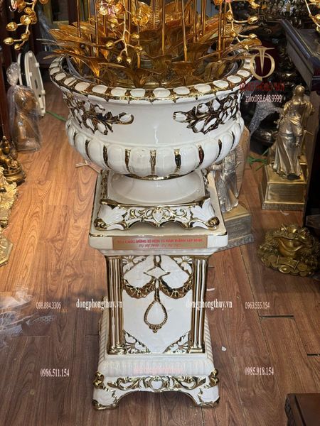Chậu hoa lan bằng đồng mạ vàng 24k
