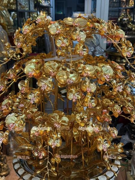 Chậu hoa lan bằng đồng mạ vàng 24k