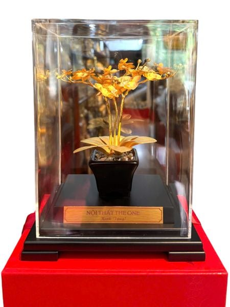 Quà tặng: hoa lan 3 cành mạ vàng 24k