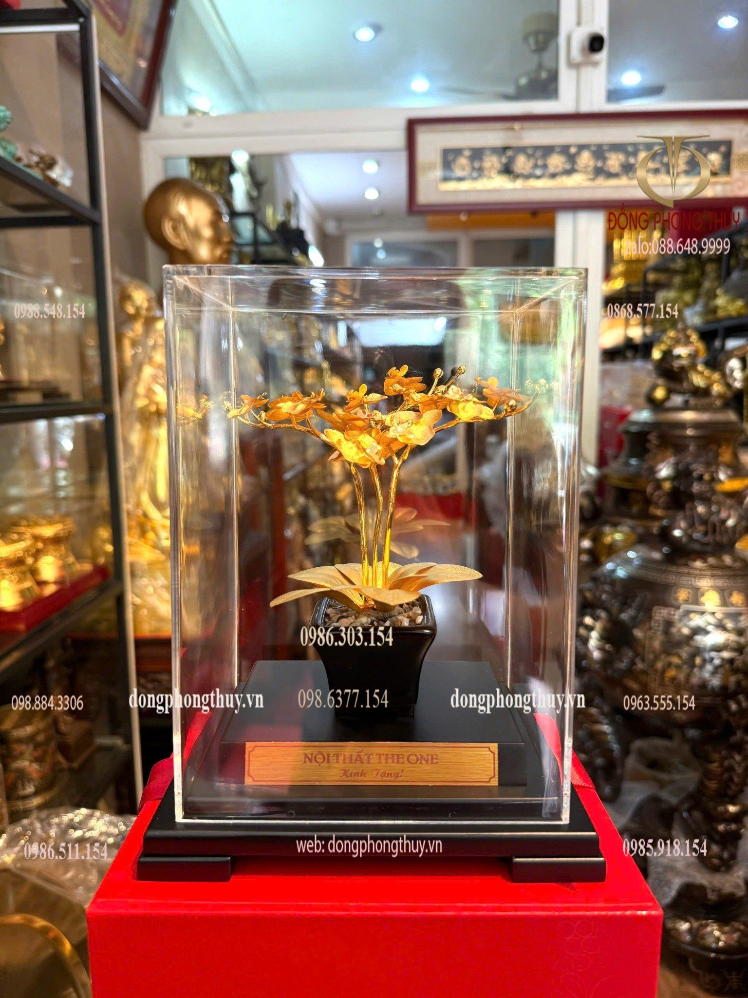 Quà tặng: hoa lan 3 cành mạ vàng 24k