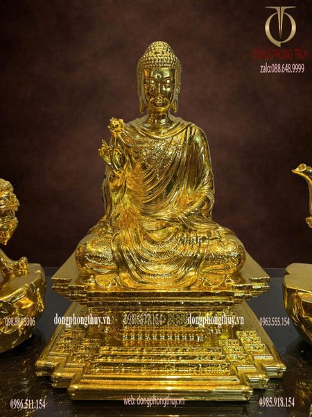 Tượng phật thích ca bằng đồng dát vàng