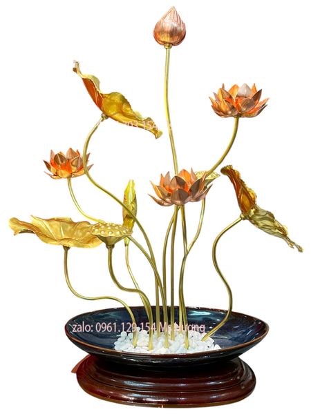 CHẬU Hoa sen bằng đồng đế thuyền ĐẠI BÁI đẹp